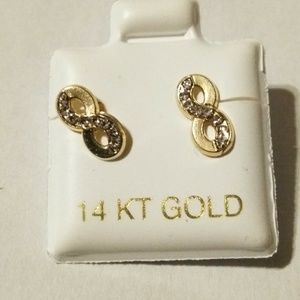 14k yellow gold infinity earrings